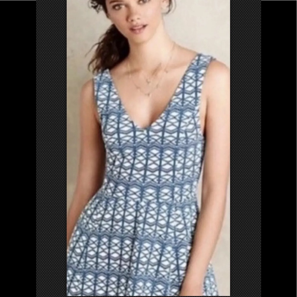 MAEVE Dress Sleeveless Geometric Keyhole Fit Flare - Picture 1 of 8